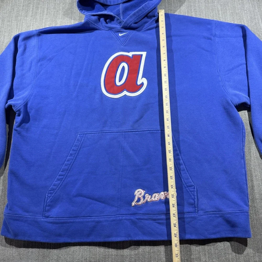 Atlanta Braves Hoodie Mens 2XL Blue MLB Baseball Nike Cooperstown Fleece